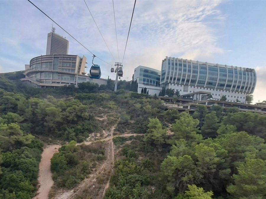 The University of Haifa campus on Mount Carmel, with the Eshkol Tower and the cable car